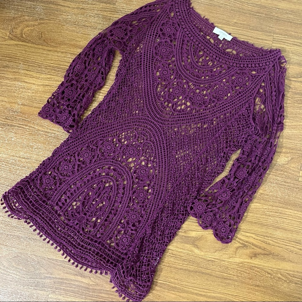 Umgee Lacy Mesh Long Sleeve Cover Up size Small - Picture 8 of 14